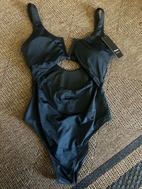 Women's Black Cutout One-Piece Swim Suit